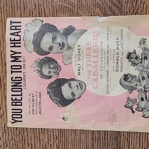 Disney sheet music, You Belong to My Heart, vintage 1943